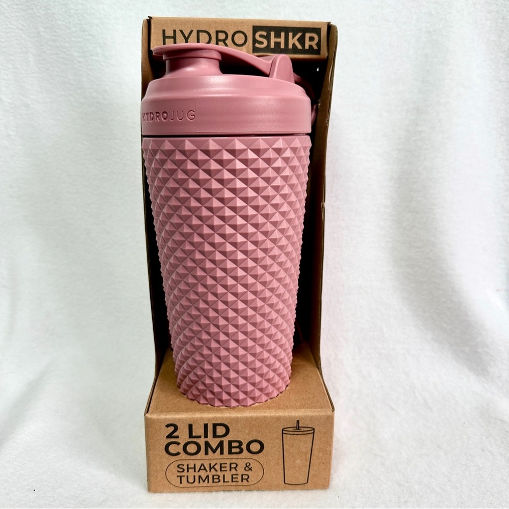 Hydro Jug Hydro Shkr 2 Lid Combo Shaker & Tumbler Cup 24 Oz Dusty Rose Pink New